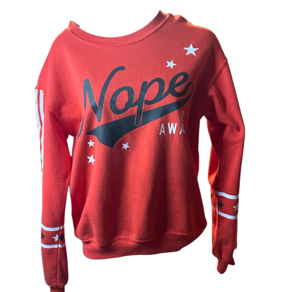 Wound up Red sweatshirt with stars and "Nope Go‎ Away" Size Small (3-5)